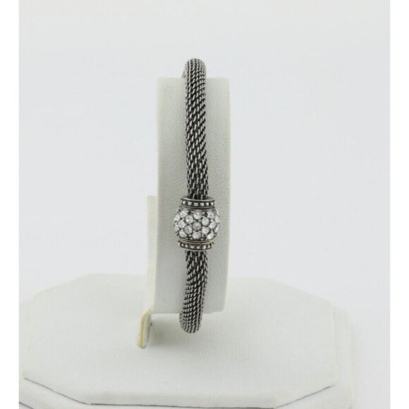 Sterling Silver Cubic Zirconia Bead Mesh Bracelet Silpada 7" - Picture 2 of 6